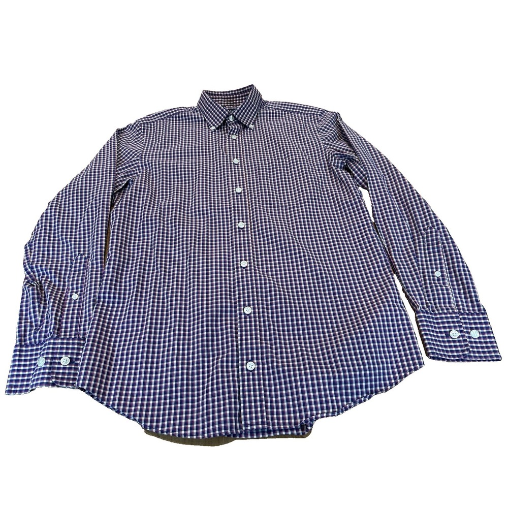 Charles Tyrwhitt Dress Shirt Mens 100% Cotton Gingham Non Iron Slim Fit Size S
